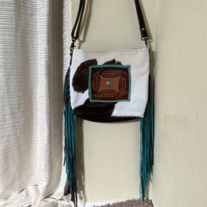 EUC Myra Crossbody Haircalf and Leather
